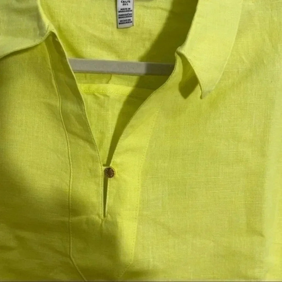 Ellen Tracy linen blend split V inverted pleat shirt Large - Picture 7 of 9